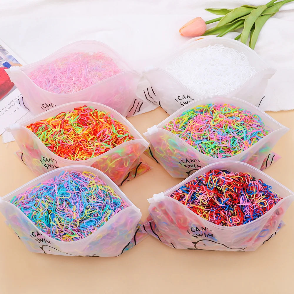 500pcs Colourful Disposable Rubber Band Hair Ties